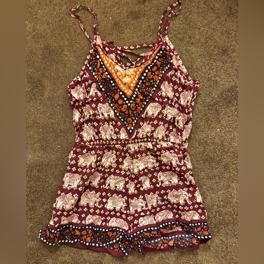 Angie Red boho romper